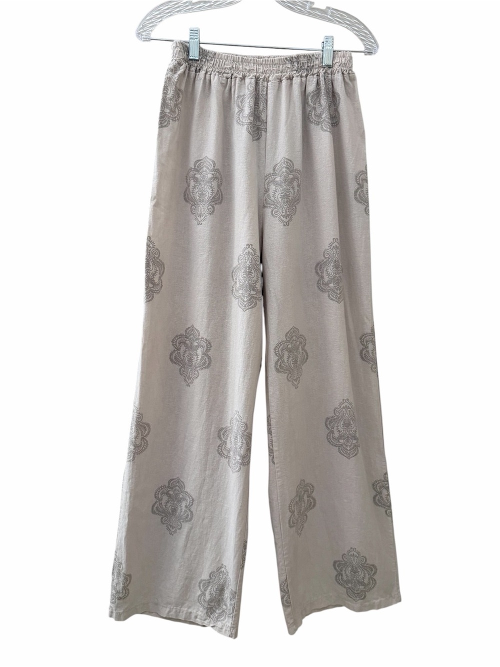 Civico 51 Pants Women Size S Linen Blend Wide Leg Medallion Pull On Boho Beach